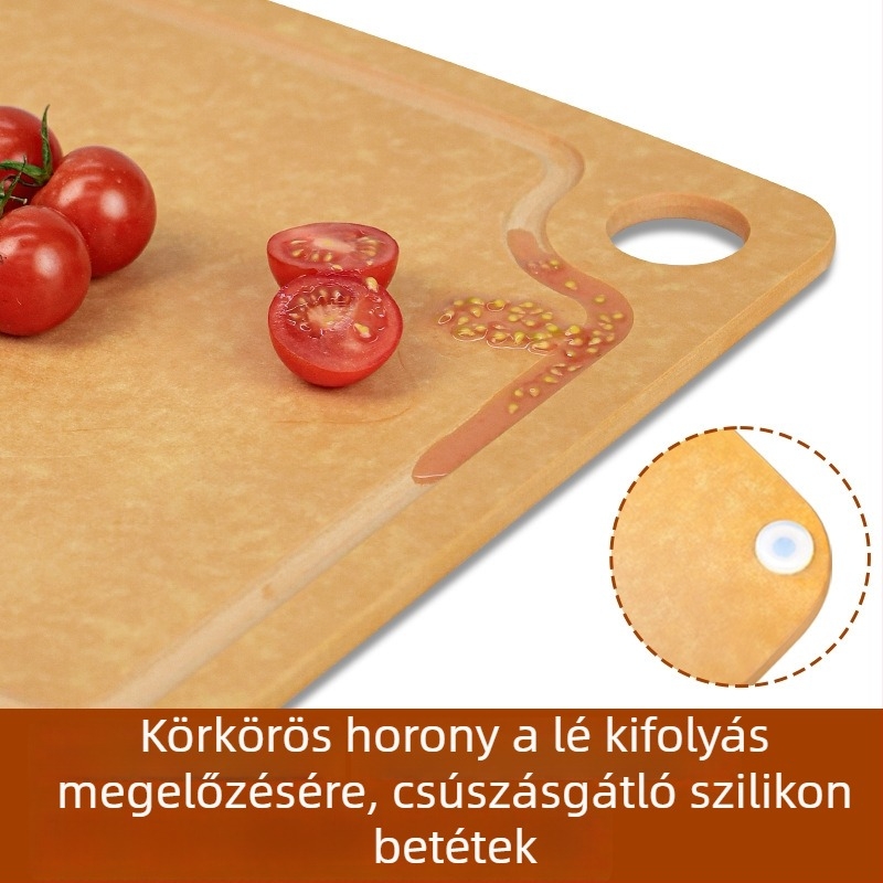 Antibakteriális fenyőrostból készült vágódeszka, kétoldalas, hordozható, penészmentes, szilikonos csúszásmentes felülettel zöldségek és gyümölcsök számára