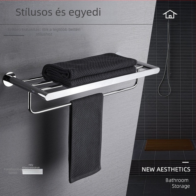 Réz törölközőtartó, krómozott felülettel, 30 kg teherbírás, egylépcsős, tárolás