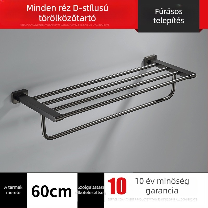 Réz törölközőtartó, krómozott felülettel, 30 kg teherbírás, egylépcsős, tárolás