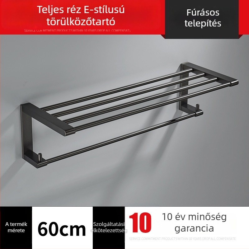 Réz törölközőtartó, krómozott felülettel, 30 kg teherbírás, egylépcsős, tárolás