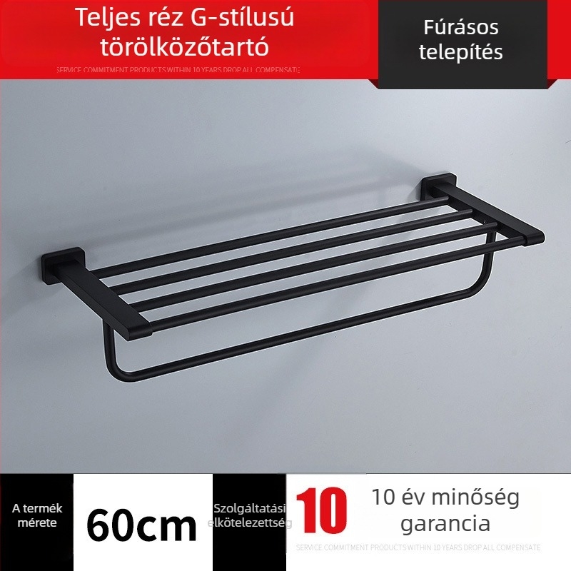 Réz törölközőtartó, krómozott felülettel, 30 kg teherbírás, egylépcsős, tárolás