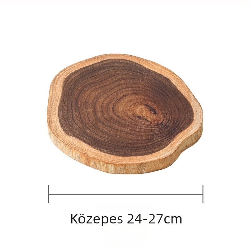Akácfa vágódeszka, szabálytalan alak, kétoldalas, kenyérhez és gyümölcsökhöz, kempingezéshez és otthoni használathoz.