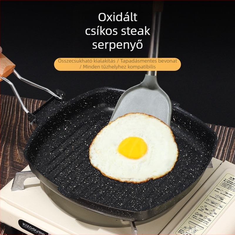 Finomvasból készült serpenyő, tapadásmentes bevonattal, 3-5 cm mélység, gáztűzhelyhez kompatibilis