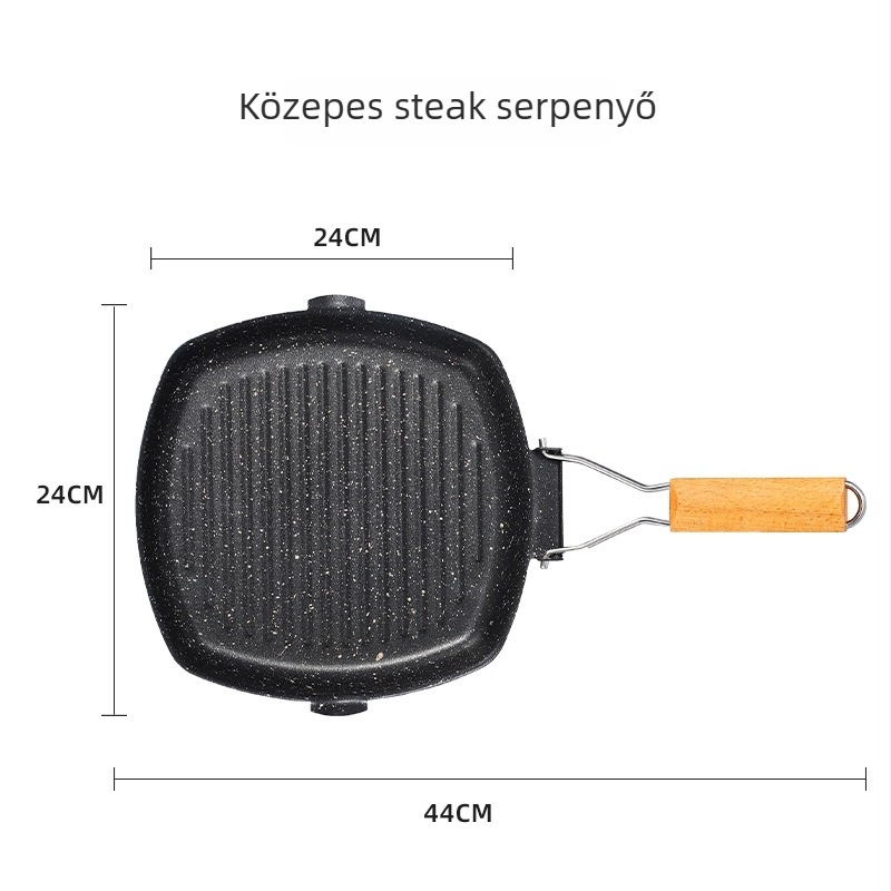 Finomvasból készült serpenyő, tapadásmentes bevonattal, 3-5 cm mélység, gáztűzhelyhez kompatibilis