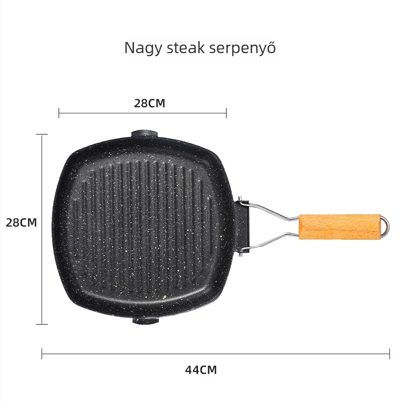 Finomvasból készült serpenyő, tapadásmentes bevonattal, 3-5 cm mélység, gáztűzhelyhez kompatibilis