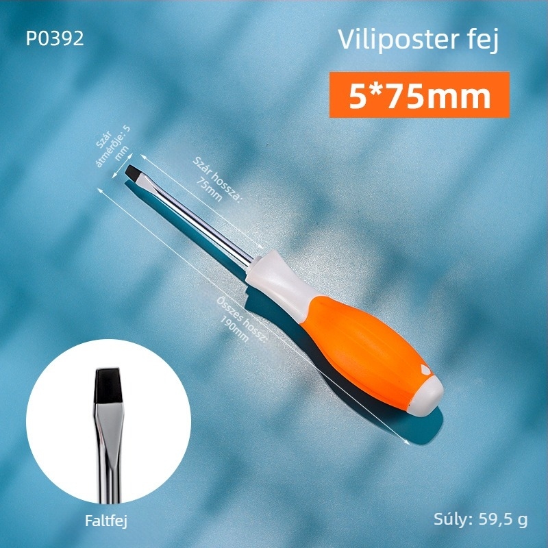 Ipari osztályú kétfejű PH2 Phillips csavarhúzó mágneses heggel és izolált markolattal, Cr-V acélból