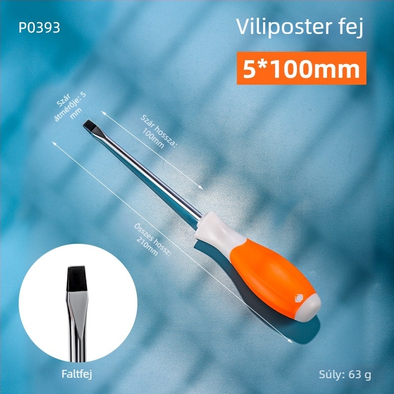 Ipari osztályú kétfejű PH2 Phillips csavarhúzó mágneses heggel és izolált markolattal, Cr-V acélból