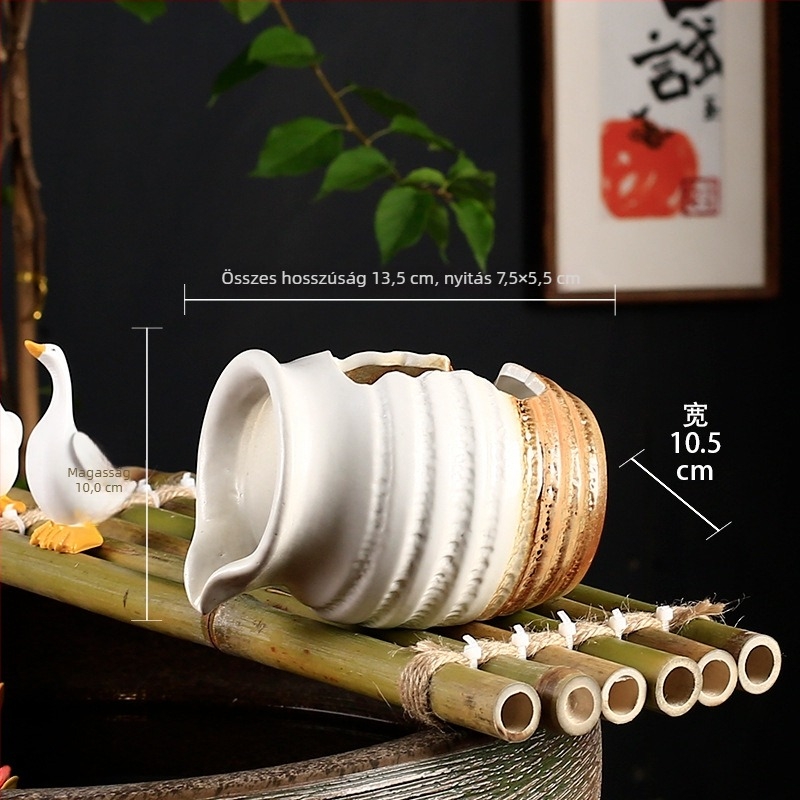 Kerámiából készült akváriumi keringető készlet vízpumpával és dekoratív kővel, mázas felülettel, pásztor-stílus, márka Juzheng; magáncímke licencelhető