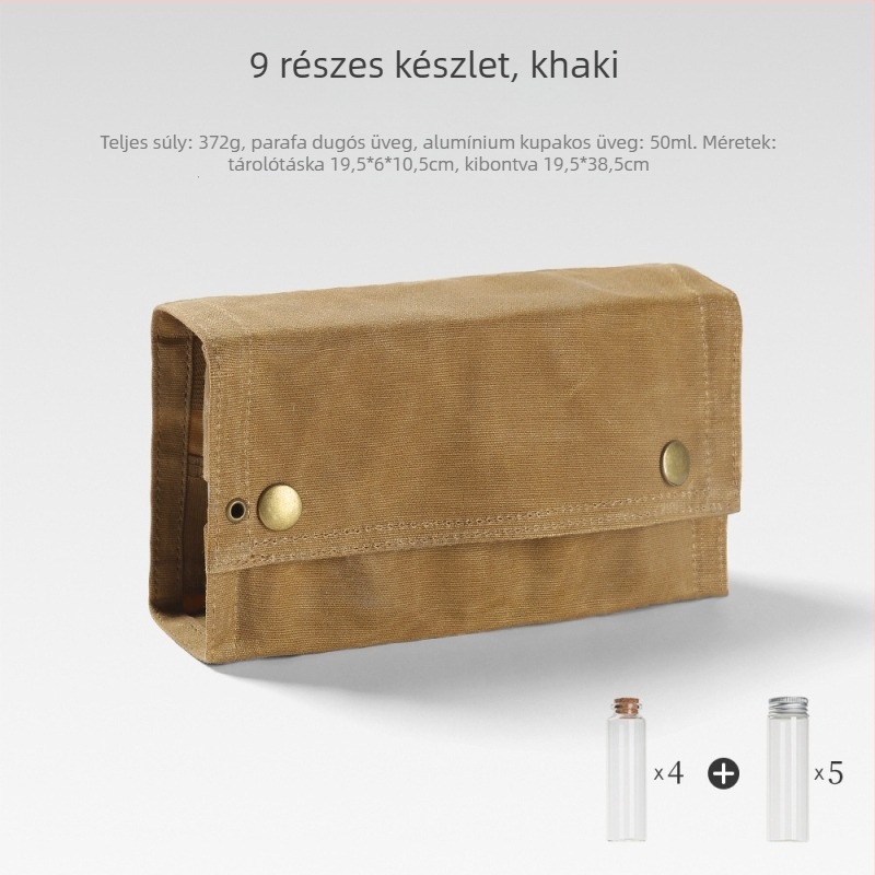 Ise Mount kültéri fűszertartó tároló táska 9 üveg fűszeres üveggel — grill fűszeres üvegek készlet vászon táskában
