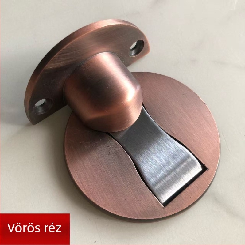Ajtó stopper cinkötvözetből, padlóhoz rögzített, fúrás nélkül, ragasztóval, mágneses