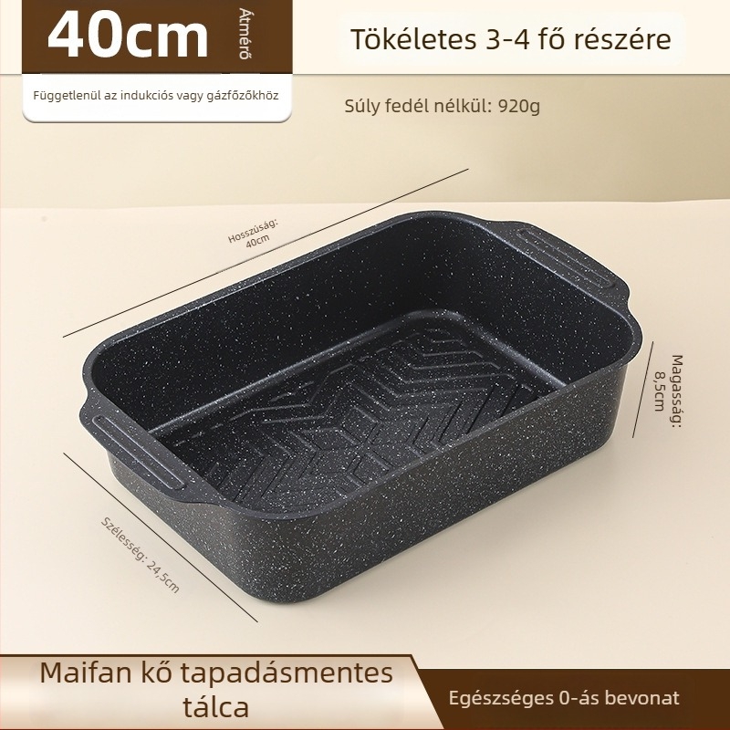 Grillhalas tál, négyszögletes vasból, elektrofózissal bevont felülettel, összecsukható, prémium minőség