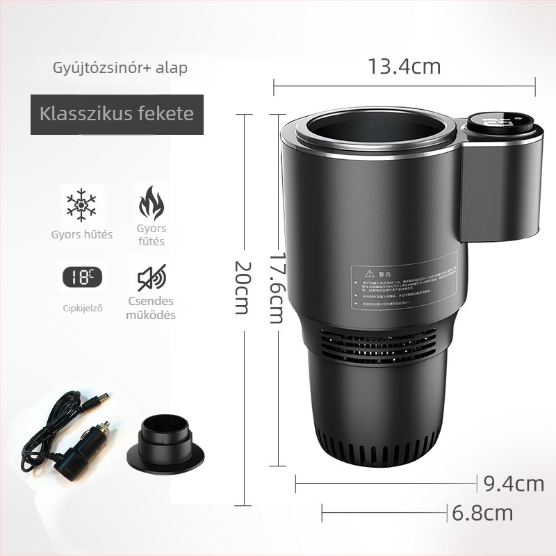 Szilárdtest autóhűtő-fűtő készülék, DC12V, 36W, ABS, 5L kapacitás, 0-60°C tartomány