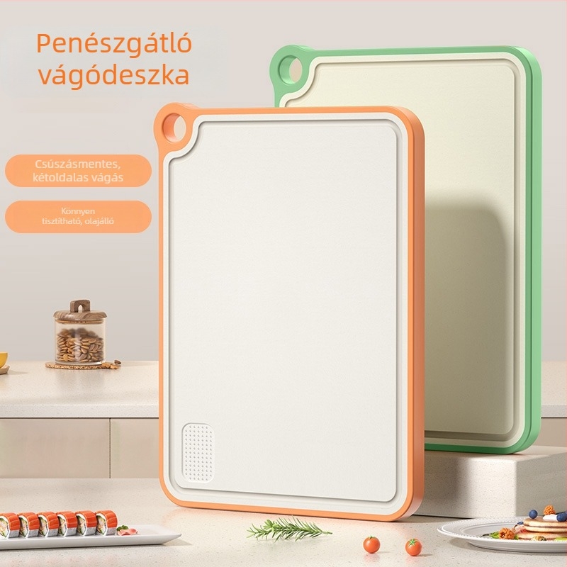 PP vágódeszka, kétoldalas konyhai deszka gyümölcsökhöz, élelmiszer-minőségű, penészálló, gyerekeknek étel előkészítésére