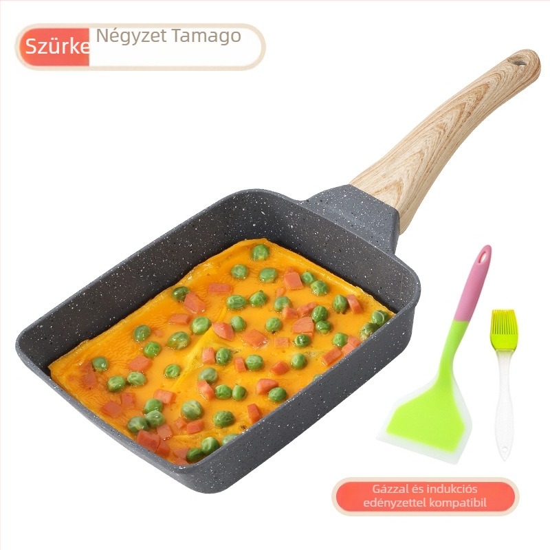 Serpenyő, négyszögletes, alumínium, Maifan-kő alj, tapadásmentes