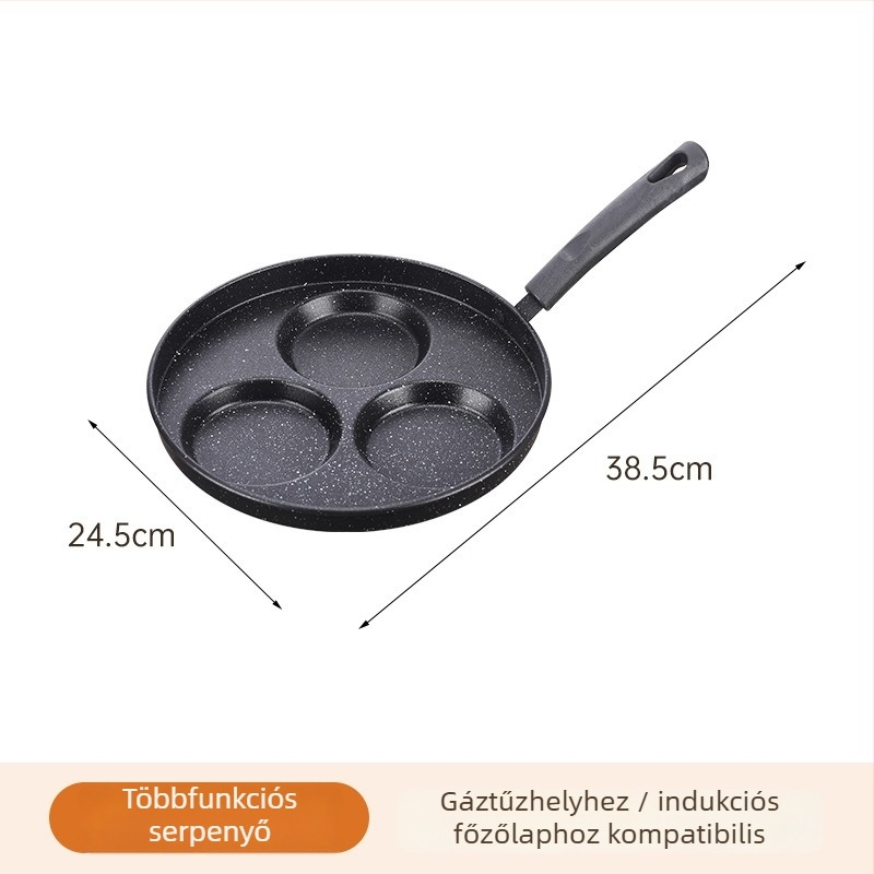 Öntöttvas háromfunkciós serpenyő, koreai stílusú, tapadásmentes, modell 001