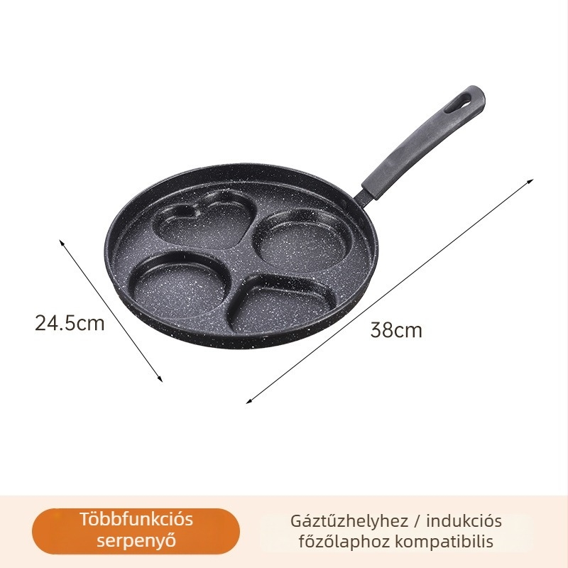 Öntöttvas háromfunkciós serpenyő, koreai stílusú, tapadásmentes, modell 001