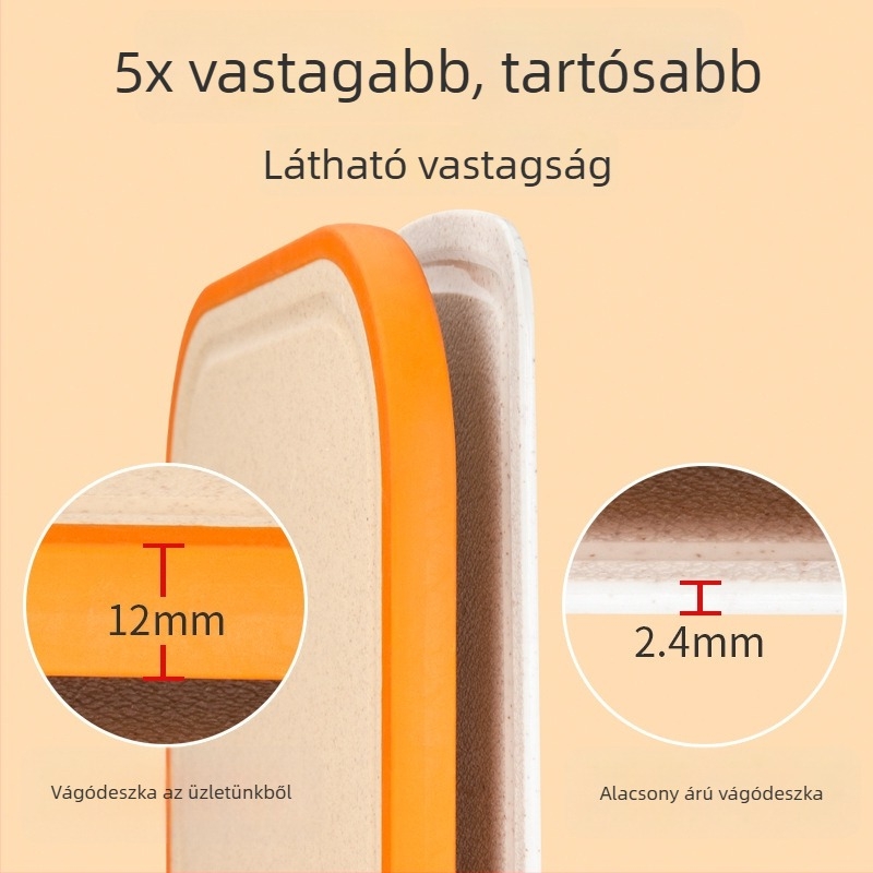 Búzavesszőből készült vágódeszka, antibakteriális és gombaellenálló, csúszásmentes, kétoldalas, konyhához és gyümölcsökhöz, felakasztható