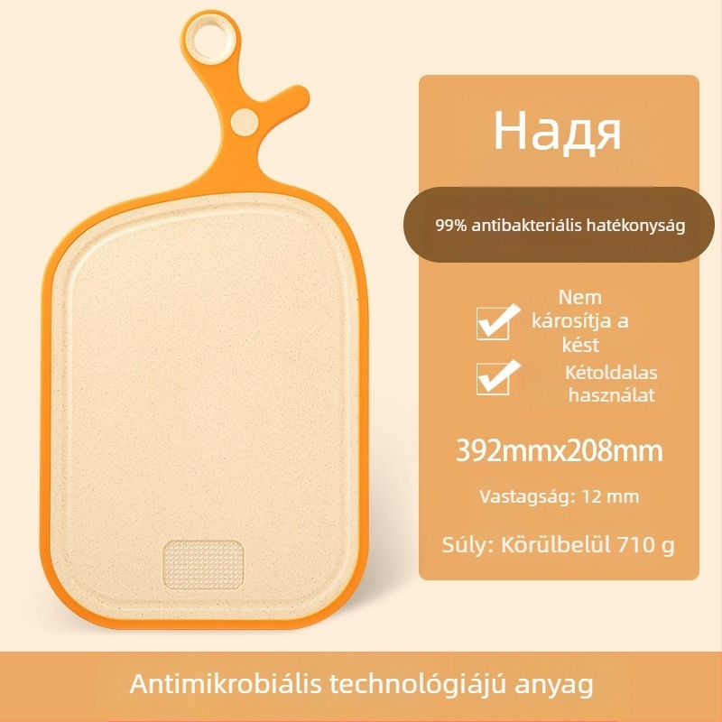 Búzavesszőből készült vágódeszka, antibakteriális és gombaellenálló, csúszásmentes, kétoldalas, konyhához és gyümölcsökhöz, felakasztható