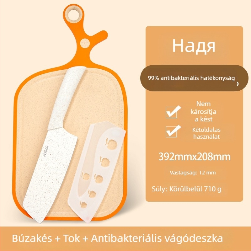 Búzavesszőből készült vágódeszka, antibakteriális és gombaellenálló, csúszásmentes, kétoldalas, konyhához és gyümölcsökhöz, felakasztható