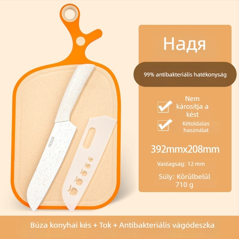 Búzavesszőből készült vágódeszka, antibakteriális és gombaellenálló, csúszásmentes, kétoldalas, konyhához és gyümölcsökhöz, felakasztható