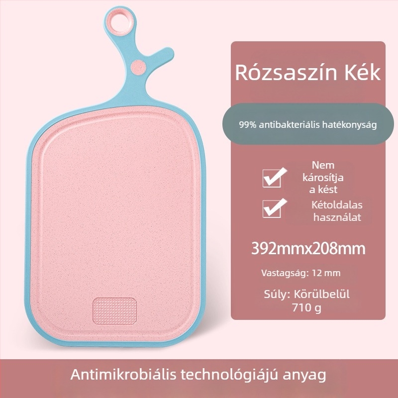Búzavesszőből készült vágódeszka, antibakteriális és gombaellenálló, csúszásmentes, kétoldalas, konyhához és gyümölcsökhöz, felakasztható