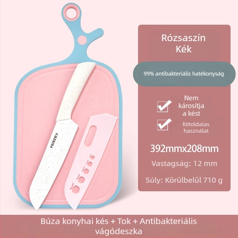Búzavesszőből készült vágódeszka, antibakteriális és gombaellenálló, csúszásmentes, kétoldalas, konyhához és gyümölcsökhöz, felakasztható