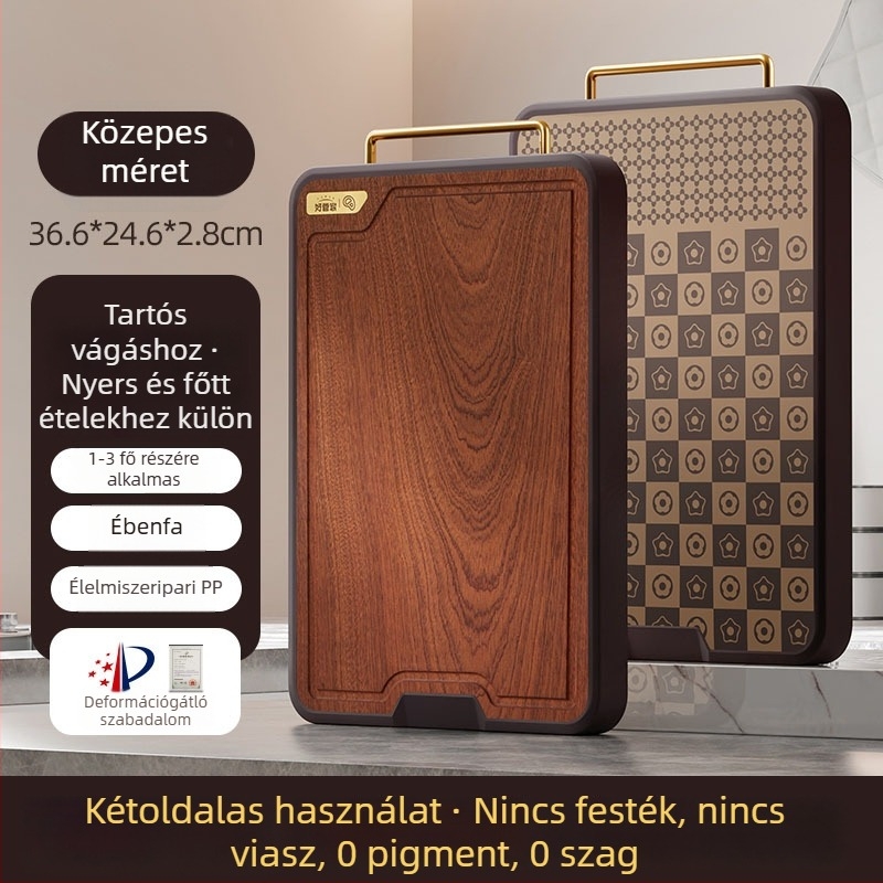 Ebónyból készült tömörfa vágódeszka, antibakteriális és penészálló, konyhai eszköz, élelmiszer-minőség