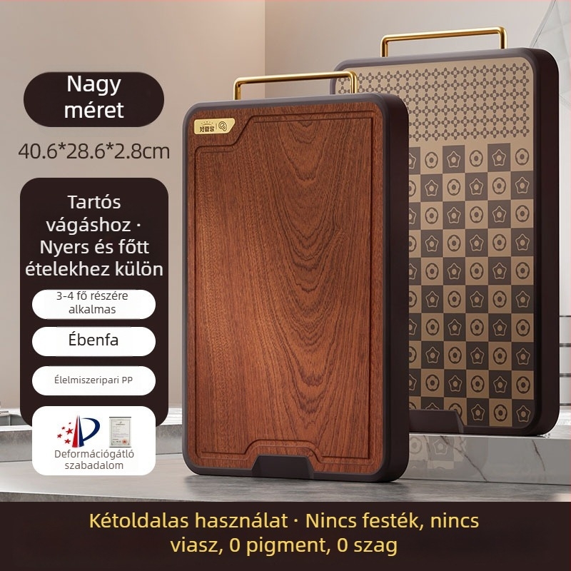 Ebónyból készült tömörfa vágódeszka, antibakteriális és penészálló, konyhai eszköz, élelmiszer-minőség