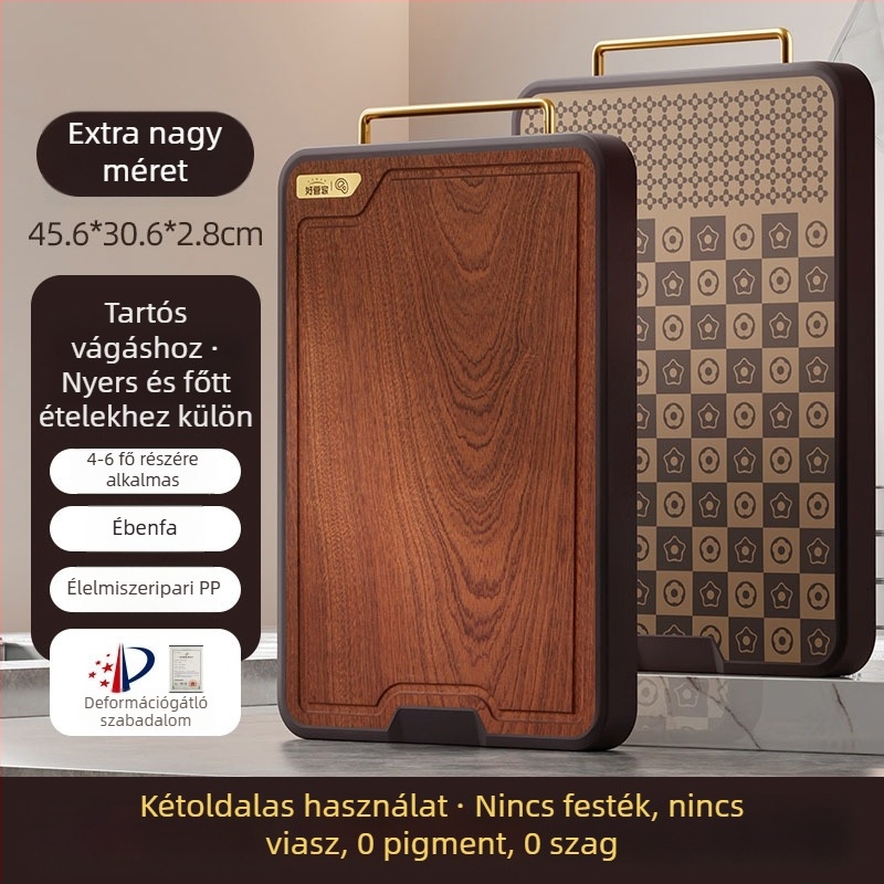 Ebónyból készült tömörfa vágódeszka, antibakteriális és penészálló, konyhai eszköz, élelmiszer-minőség