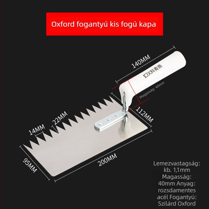 Rozsdamentes acél fogazott glettvas, lapos pengével, Kemaixin márka
