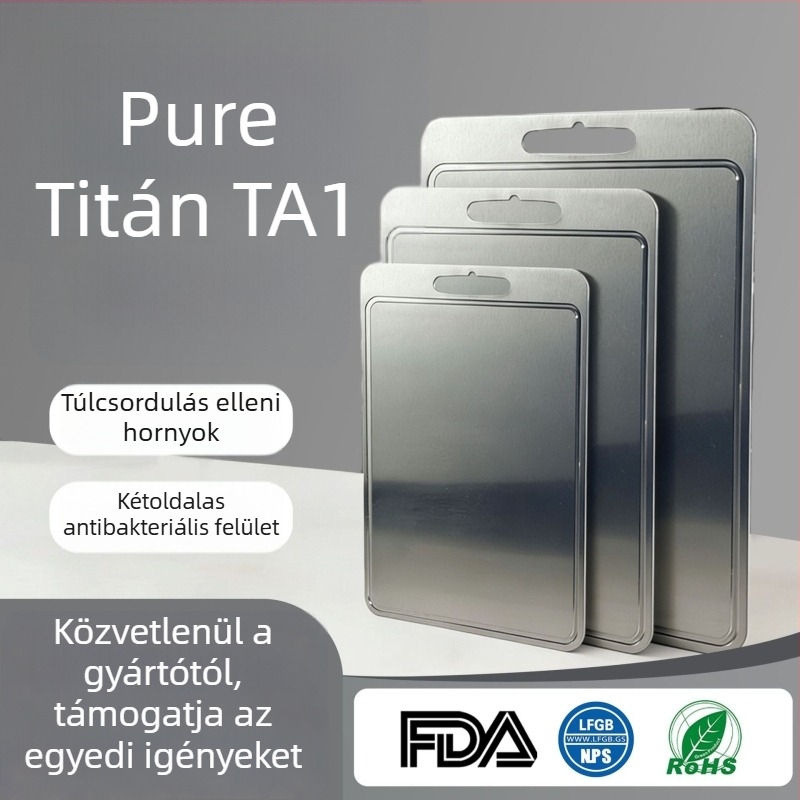 Tiszta titánból készült vágódeszka konyhára – hordozható, összecsukható, kétoldalas, antibakteriális, antifungális, sterilizálható