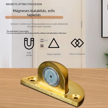 Padlóhoz rögzített mágneses ajtó stopper - Zn ötvözet, polírozott felület, kézi működtetés, modern minimalista stílus