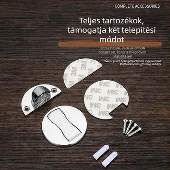 Padlóhoz rögzített mágneses ajtó stopper - Zn ötvözet, polírozott felület, kézi működtetés, modern minimalista stílus