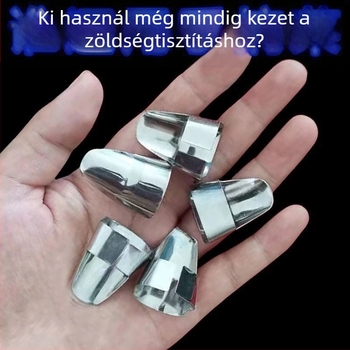 Rozsdamentes acél ujjvédő és hüvelykujj-kés fokhagyma hámozáshoz és edamame előkészítéséhez a konyhában