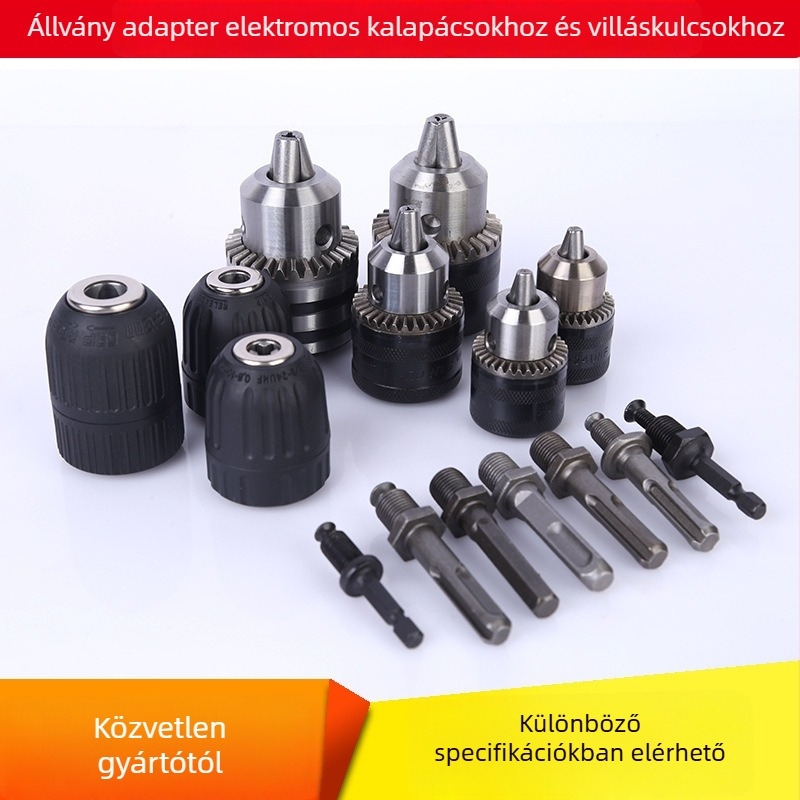 Automatikus záródású fúrótokmány, kulcsos típus, kézi fúróhoz, szögcsiszolókhoz, ütőfúróhoz, 3/8–1/2 hatszögletű szárakkal