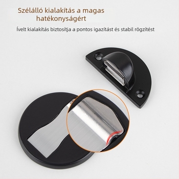 Földre szerelt mágneses ajtóütő, cink ötvözetből, elektroplattolt felülettel, furatmentes telepítés