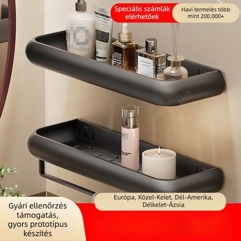Két szintes falra szerelhető fürdőszobai tárolópolc Space alumíniumból, felület spray-festés, teherbírás 20 kg, modell JL-000135