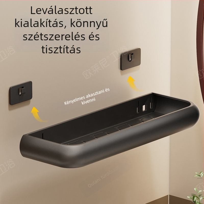 Két szintes falra szerelhető fürdőszobai tárolópolc Space alumíniumból, felület spray-festés, teherbírás 20 kg, modell JL-000135