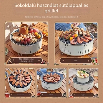 Yangzi hordozható kerek sütő teafőzésre és grillezésre, nem elektromos, alacsony széntartalmú acélból, 1,2 kg súlyú, összecsukható és levehető, belső és külső grillezéshez