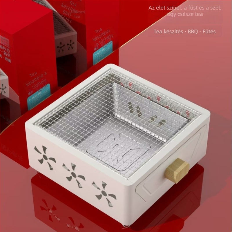 Yangzi hordozható kerek sütő teafőzésre és grillezésre, nem elektromos, alacsony széntartalmú acélból, 1,2 kg súlyú, összecsukható és levehető, belső és külső grillezéshez