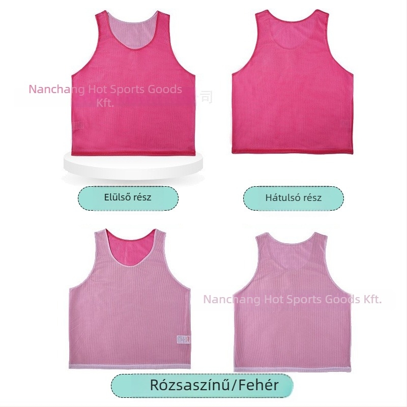 Két rétegű edzőmellény kettős hálóval elöl és hátul futballcsapatok számára logóval és számmal testreszabható