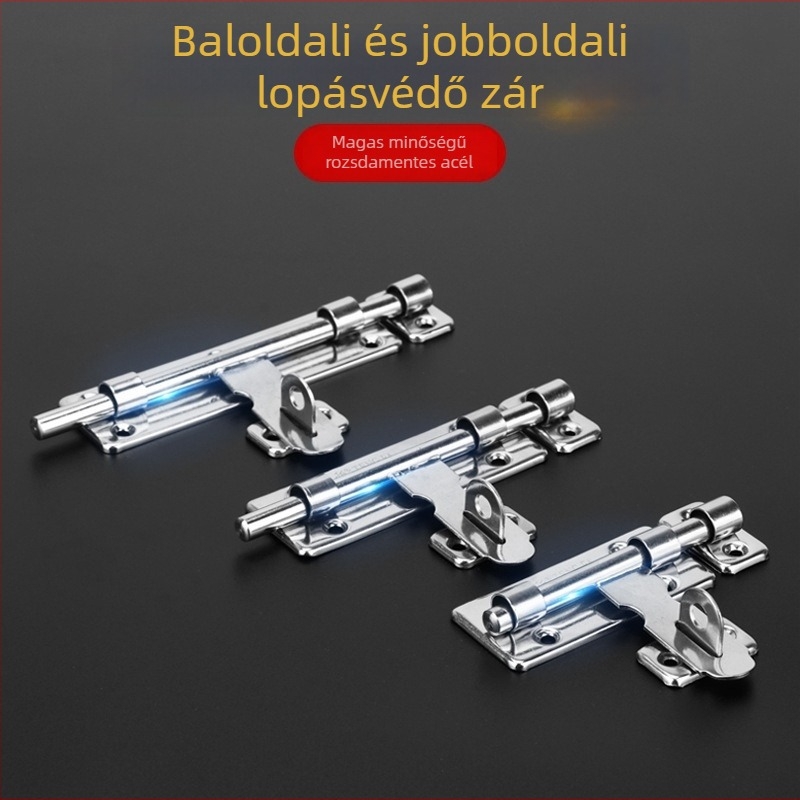 Rozsdamentes acél ajtózár latch, bal és jobb tüskékkel, ezüst felülettel, modern minimalist stílus