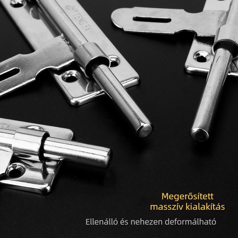 Rozsdamentes acél ajtózár latch, bal és jobb tüskékkel, ezüst felülettel, modern minimalist stílus