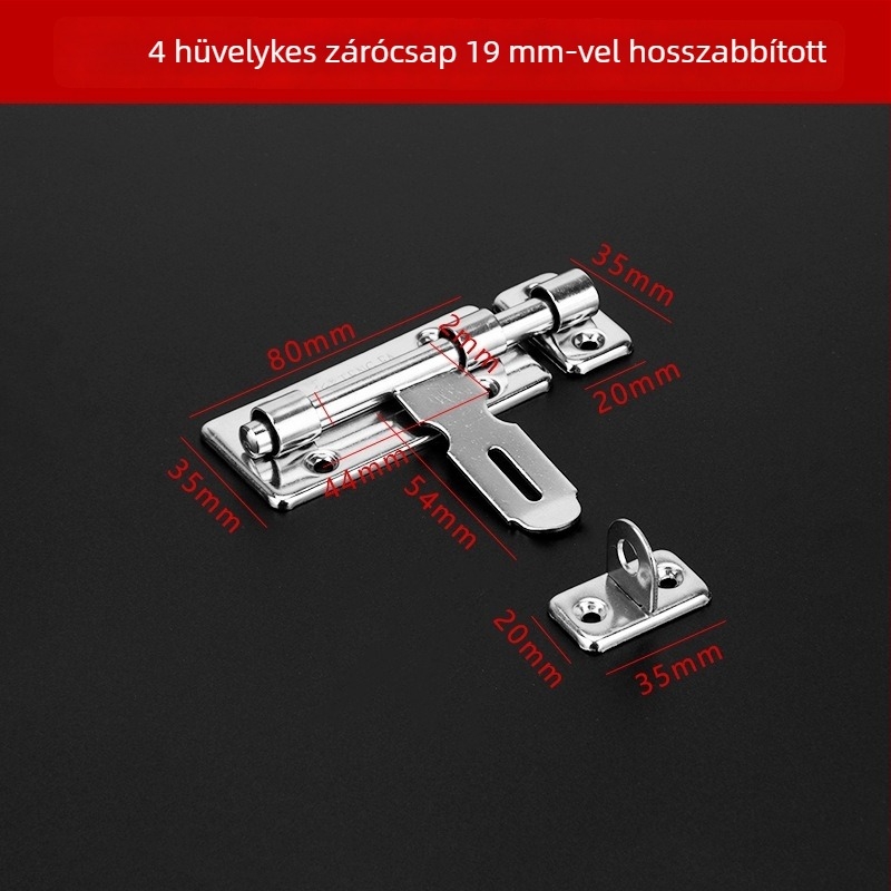 Rozsdamentes acél ajtózár latch, bal és jobb tüskékkel, ezüst felülettel, modern minimalist stílus