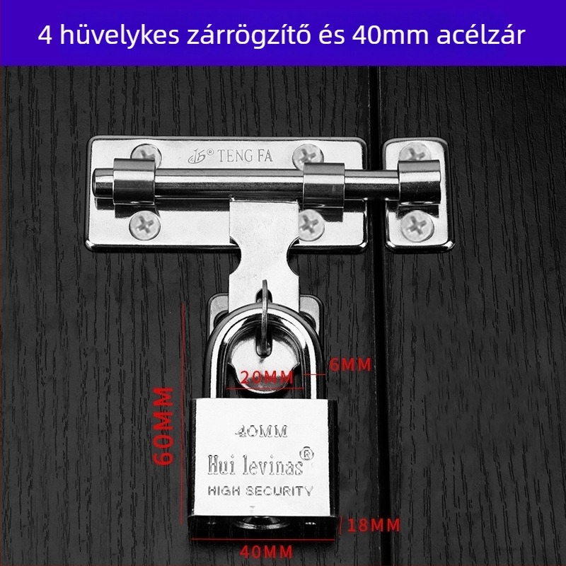Rozsdamentes acél ajtózár latch, bal és jobb tüskékkel, ezüst felülettel, modern minimalist stílus