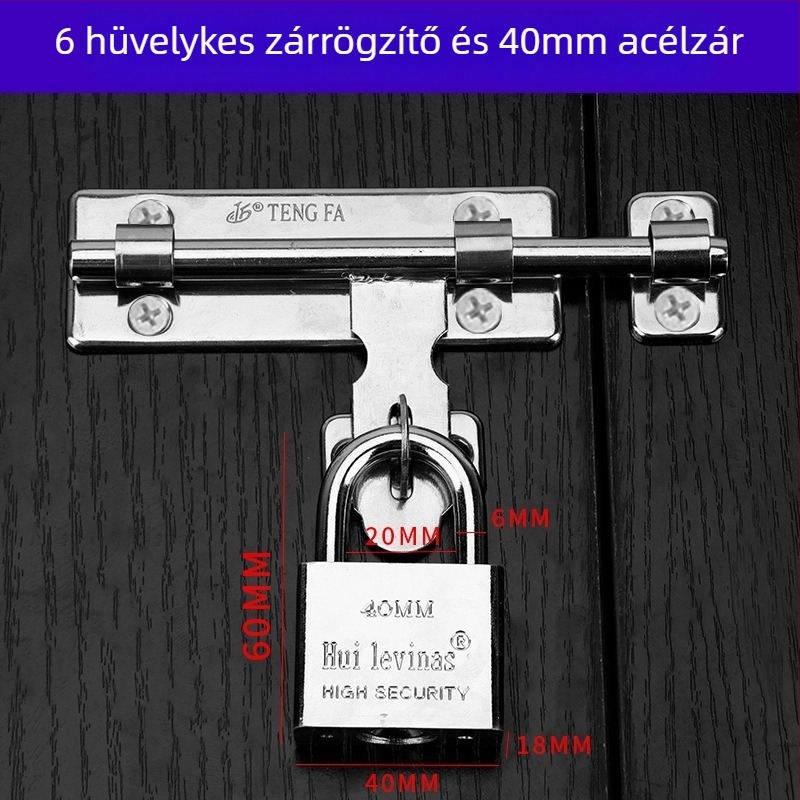 Rozsdamentes acél ajtózár latch, bal és jobb tüskékkel, ezüst felülettel, modern minimalist stílus