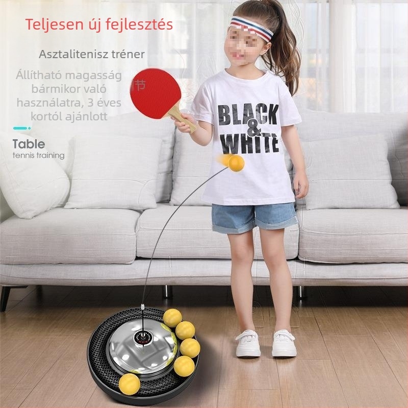 Otthoni használatra tervezett asztalitenisz edző eszköz – önálló edzés, családi játék, 3–5 éveseknek, felnőtt verzió