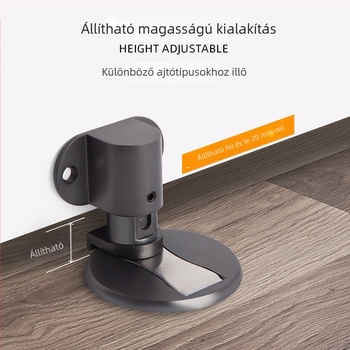 Ajtóstop zinkötvözetből, padlóra szerelhető, állítható magasságú, lyukmentes telepítés, erős mágneses rejtett ajtókapocs (Model 322)