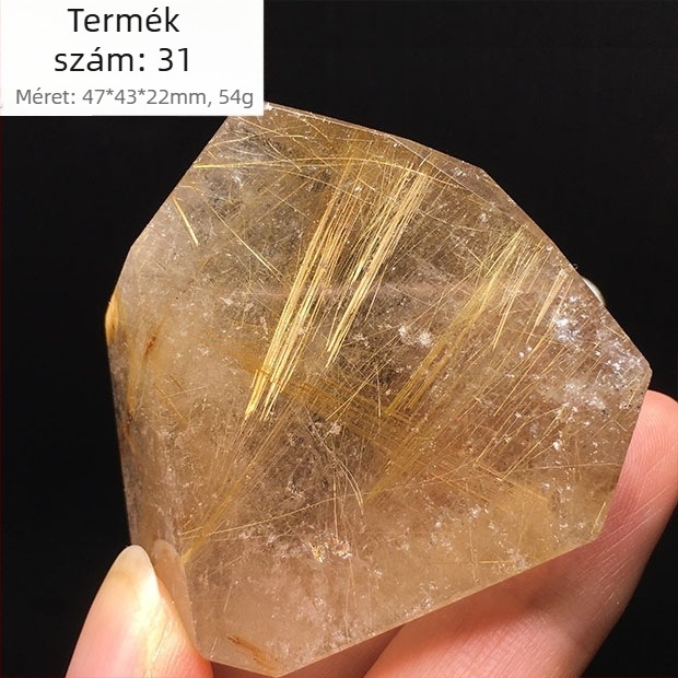 Kristály dísz, titán kristály, csiszolt polyéder, nyers kő