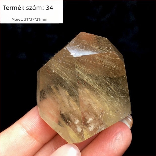 Kristály dísz, titán kristály, csiszolt polyéder, nyers kő